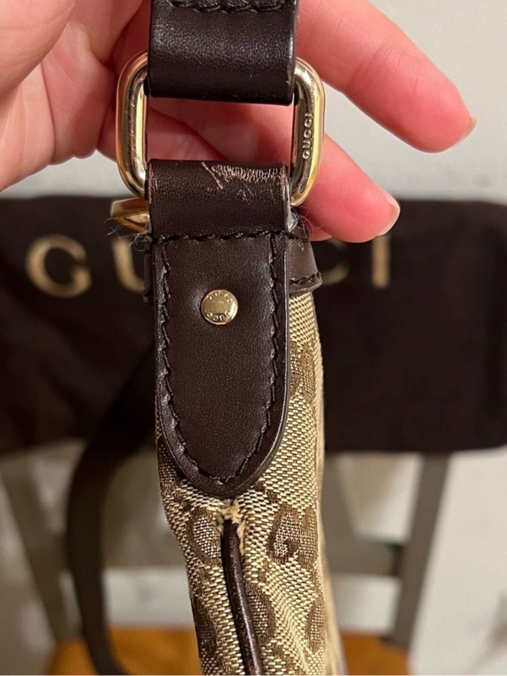Gucci Brown GG Canvas Crossbody with Red & Green Web Stripe - Picture 12 of 13